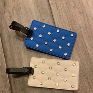 NEW 2x luggage tags silicone/rubber quilted design with studded crystals